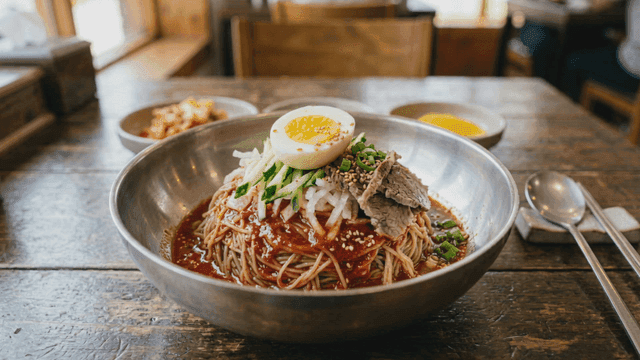 Bowl of spicy bibim naengmyeon