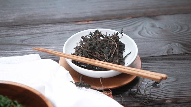 Freshly Prepared Korean Thistle on a Wooden Table