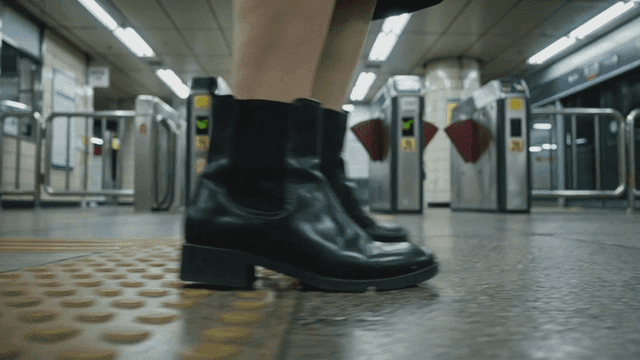 Walking through a subway station