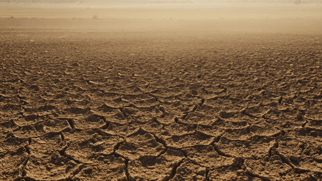 Vast drought landscape under sunlight