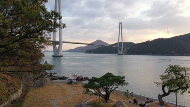 Scenic bridge over a calm sea