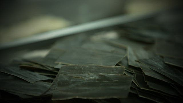 Dried kelp stacked in layers