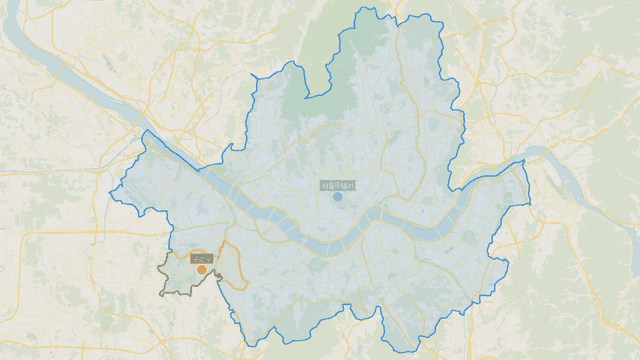 Map showing boundaries of Guro-gu, Seoul