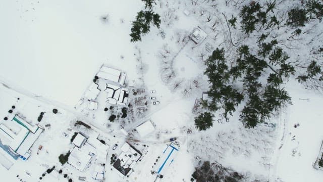 Snow-Covered Mountain Village in Winter