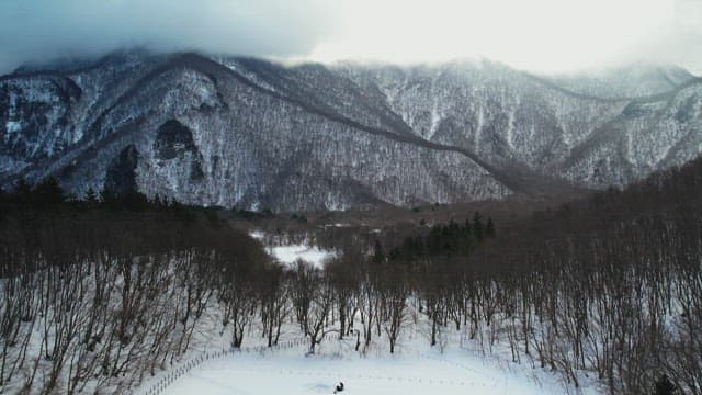 Majestic Landscape of Snow-Capped Mountains in Winter