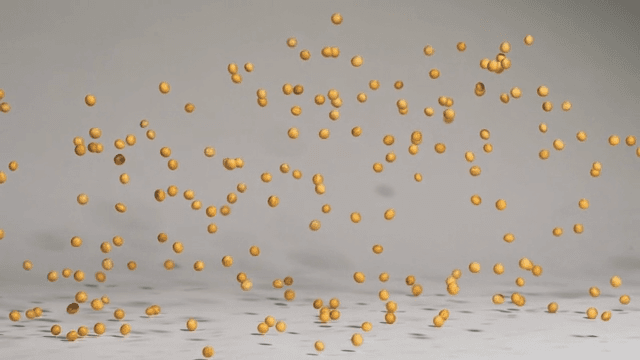 표면에 떨어져 튀는 콩