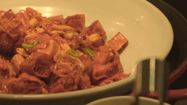 Mala Xiang Guo with stir-fried peppers and peanuts