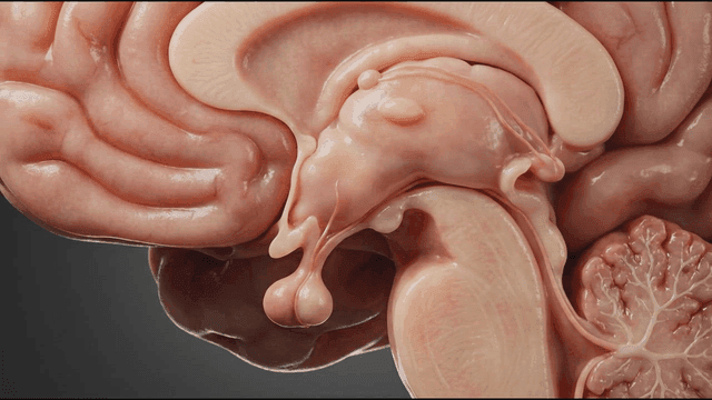 Detailed view of human pituitary gland in 3D