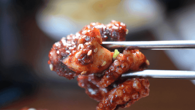 Spicy Stir-fried Octopus with Sesame Seeds