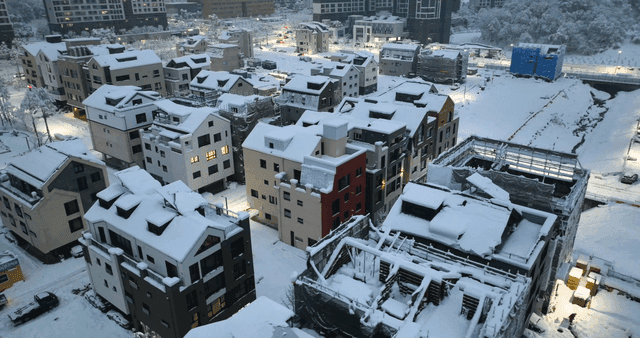 Snow-covered residential area