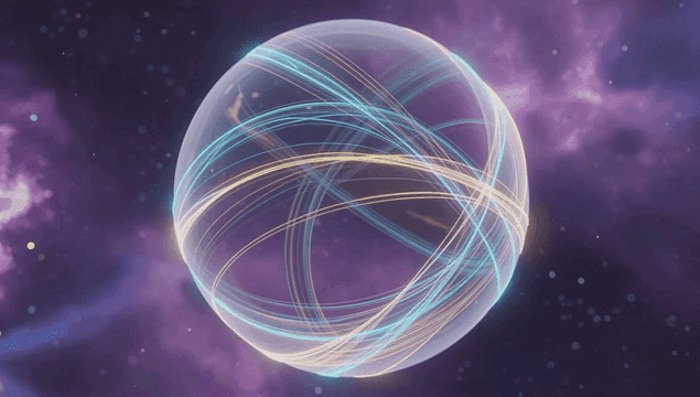 Glowing sphere with colorful lines