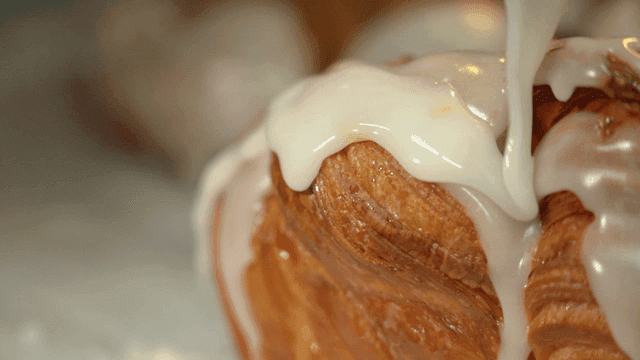 Glaze poured over pastry