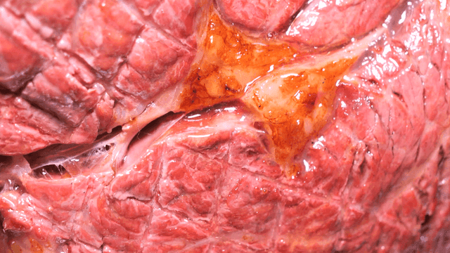 Steak that bursts with juice when pressed by hand