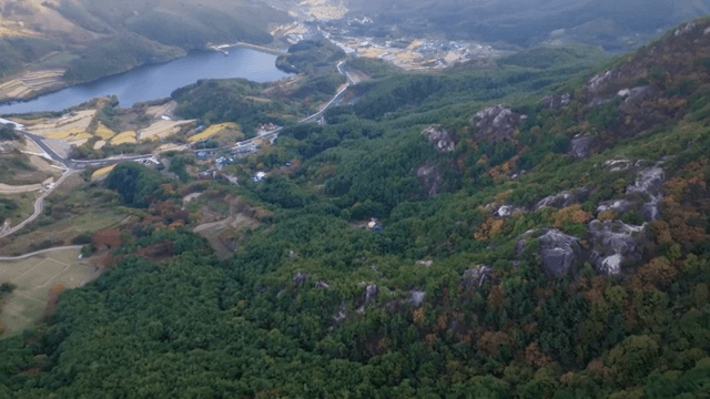 Aerial view of majestic mountain