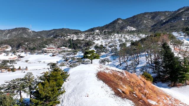 Snowy Mountain Landscape with Clear Blue Sky