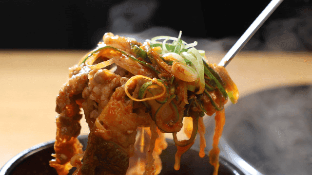 Ladle used to scoop out beef brisket soybean paste stew