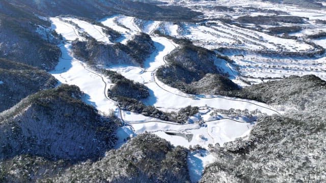 Snowy Winding River Landscape