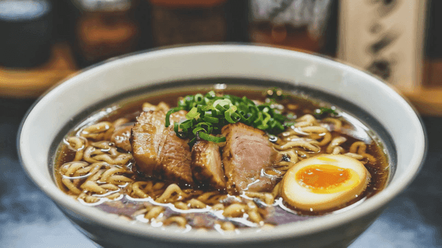 Bowl of ramen with pork and egg