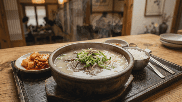 Seolleongtang with side dishes
