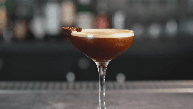Cocktail glass containing espresso martini