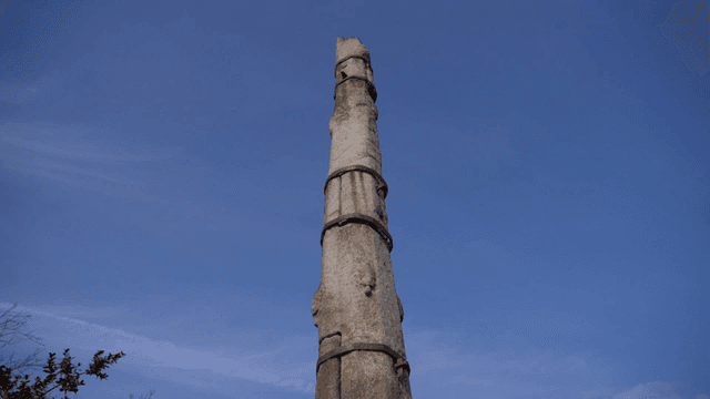 Traditional stone monument in a village