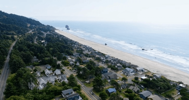 Coastal town with beach and ocean view