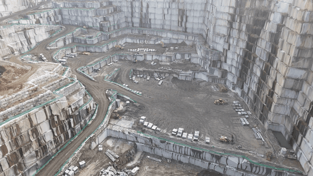 Large quarry with terraced stone walls