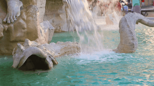 Fountain with sculptures and flowing water