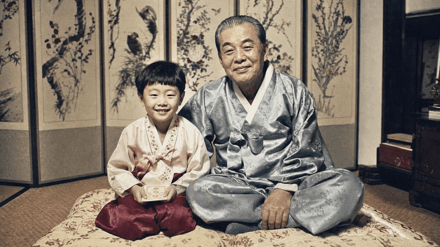 Grandfather and grandson at holidays