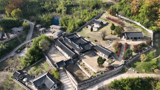 Traditional Korean village with hanok houses