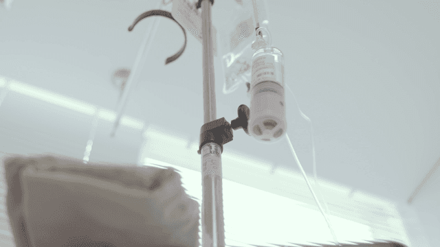 IV equipment in hospital room