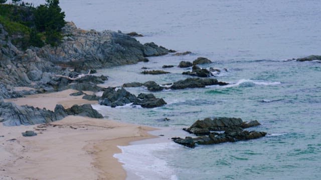 Serene Coastal Landscape with Rocky Beach