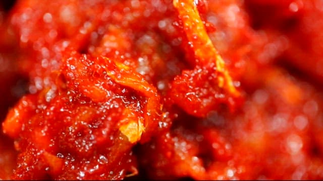 매운 명태회무침의 클로즈업