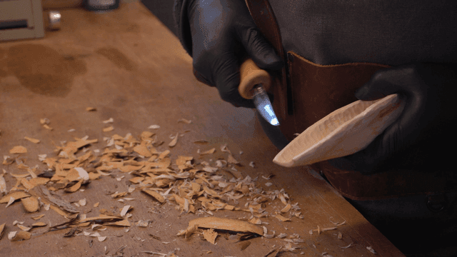 칼로 조각되는 나무 서빙 스푼 헤드