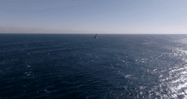 광활한 바다를 항해하는 배