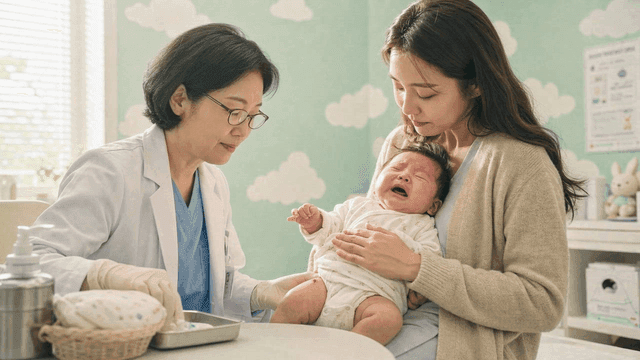 Doctor vaccinating baby