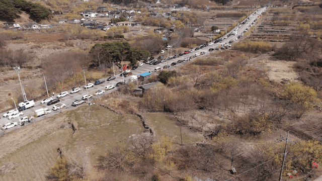 Aerial view of rural festival with tents