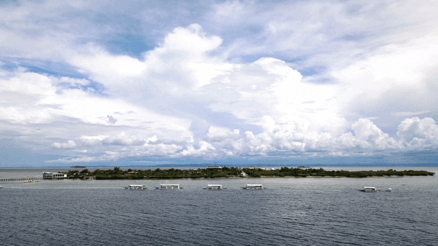 Serene coastal scenery with boats