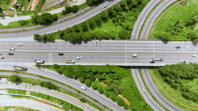 Highway surrounded by lush greenery