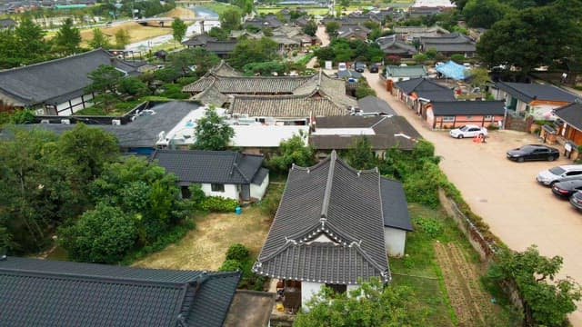 Traditional Korean village with hanok houses