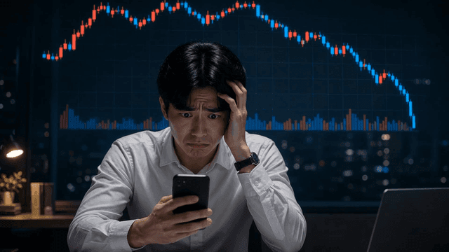 주식 시장 하락에 걱정하는 남자