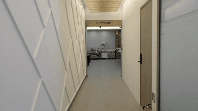 Hallway leading to showroom