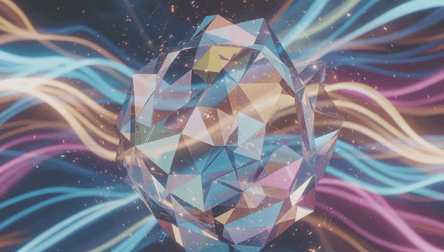 Colorful geometric shapes with light trails