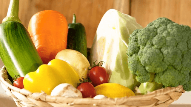 Basket filled with fresh vegetables