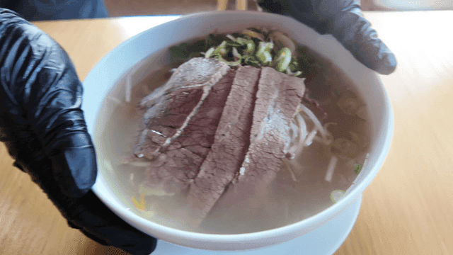 Korean beef brisket rice noodles served on table