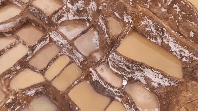 Terraced salt pans on a mountain slope