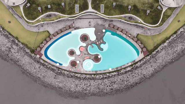 Large saltwater pool in park