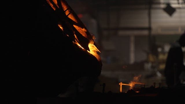 Molten metal pouring in a foundry