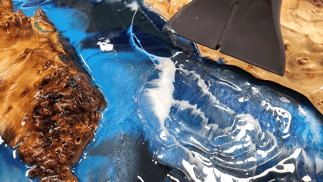 Epoxy resin art creation with wood