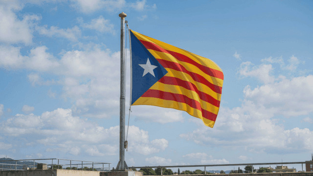 Estelada flag fluttering under clear sky